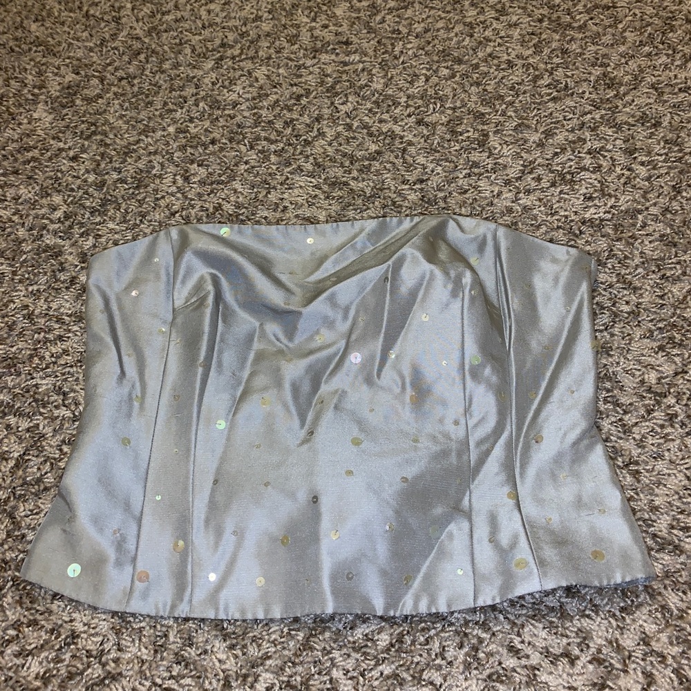 Ann Taylor Gray Corset Style Crop Top Size 8P